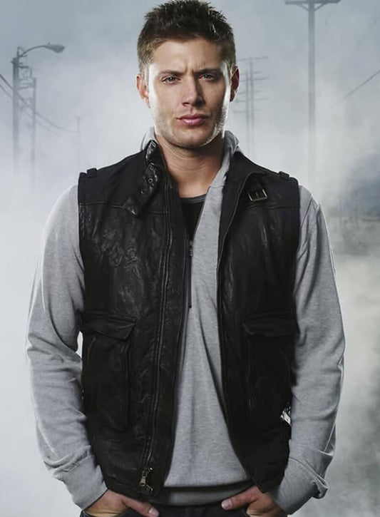 Harpoon Dean Winchester Inspired Black Real Leather Leather Jacket - Supernatural Tv Series Style