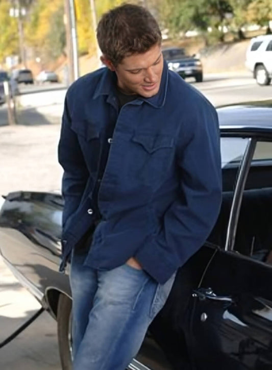 Harpoon Dean Winchester Inspired Blue Cotton Fabric Cotton Jacket - Supernatural Tv Series Style