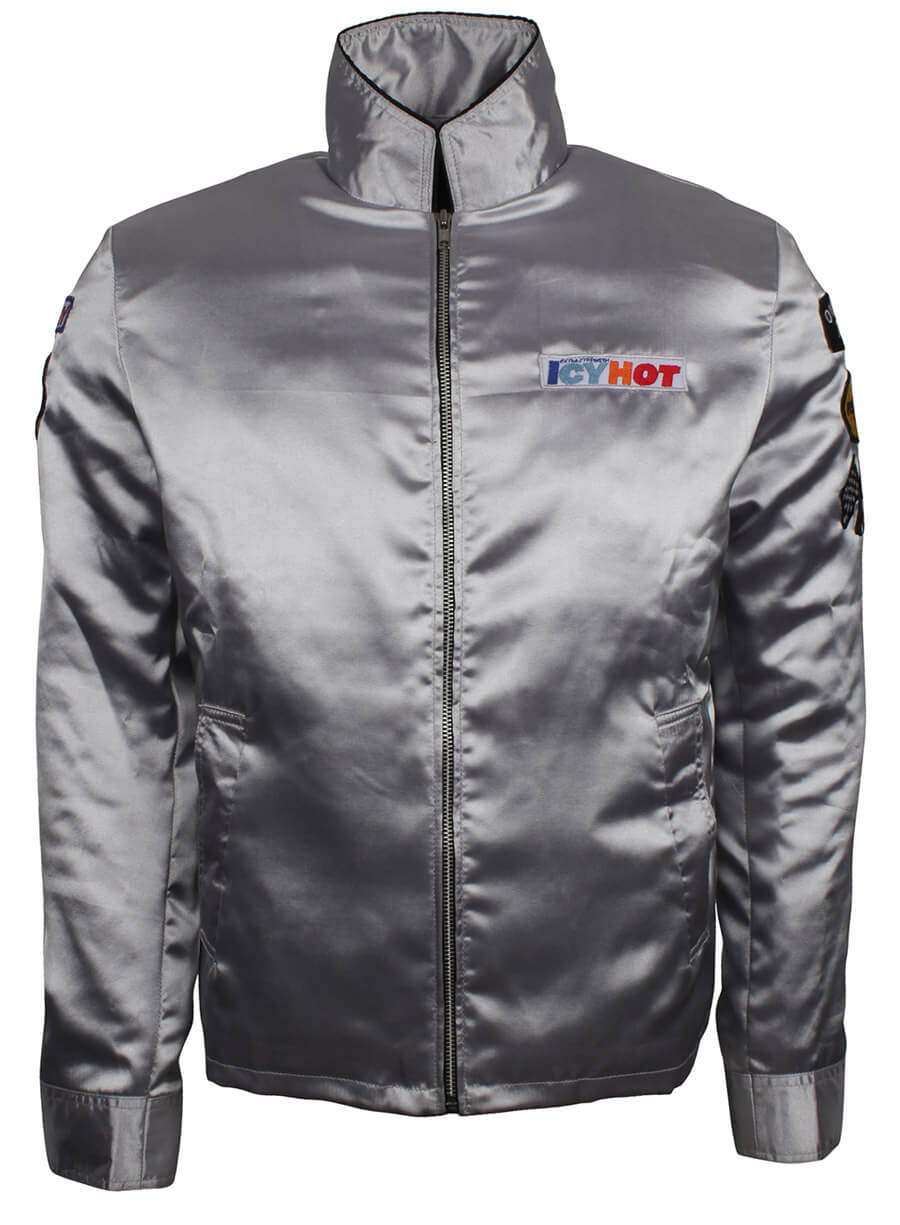 Harpoon Kurt Russell while playing Mike Stuntman Inspired Silver Satin Leather Jacket - Death Proof Style