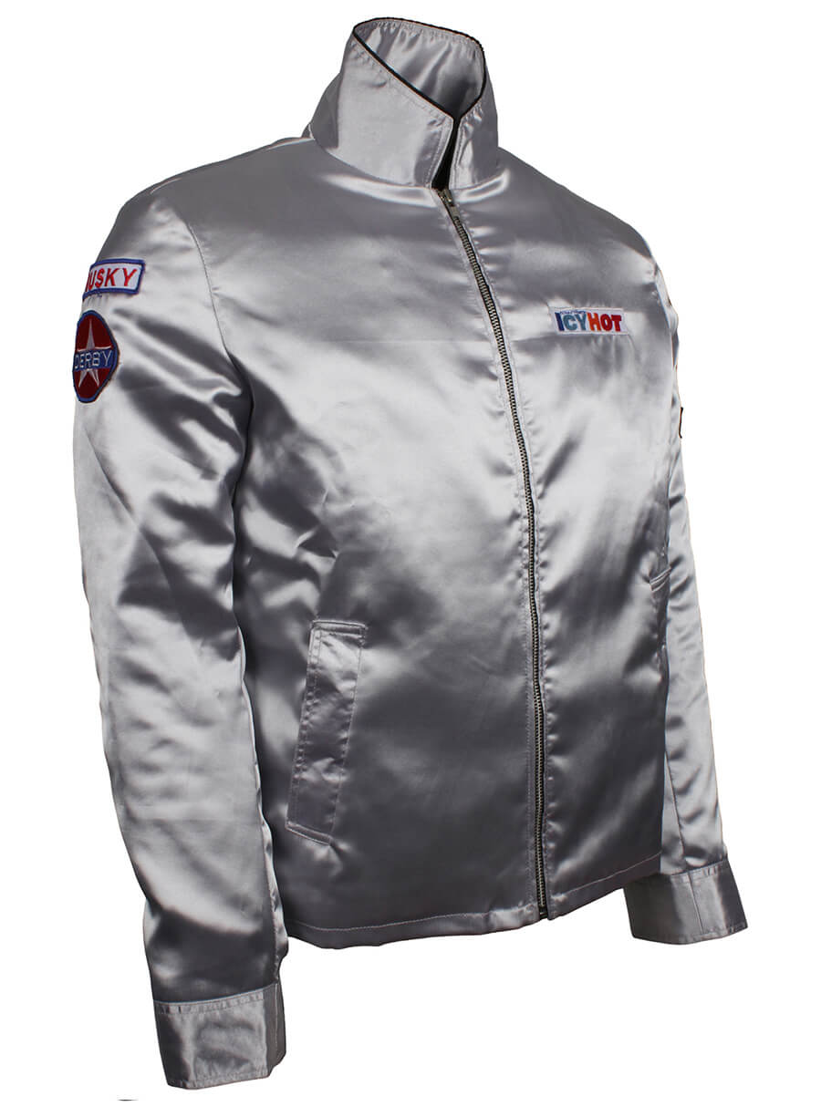 Harpoon Kurt Russell while playing Mike Stuntman Inspired Silver Satin Leather Jacket - Death Proof Style