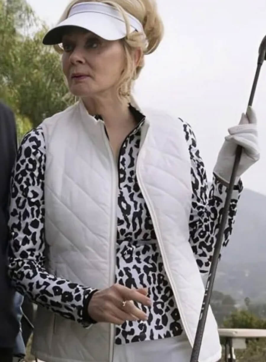Harpoon Deborah Vance Inspired White Leather Jacket - Hacks Tv Series Style