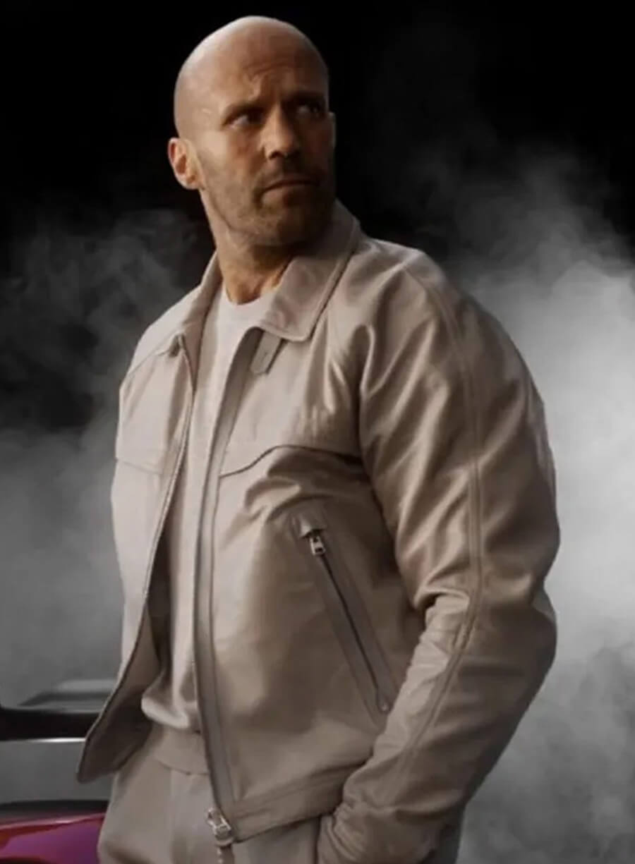 Harpoon Deckard Shaw Inspired White Leather Jacket - Fast X Style