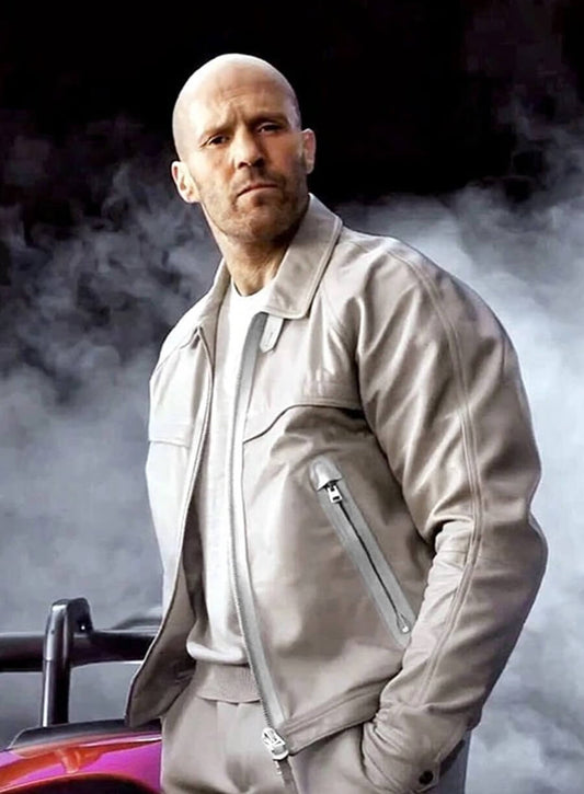 Harpoon Deckard Shaw Inspired White Leather Jacket - Fast X Style