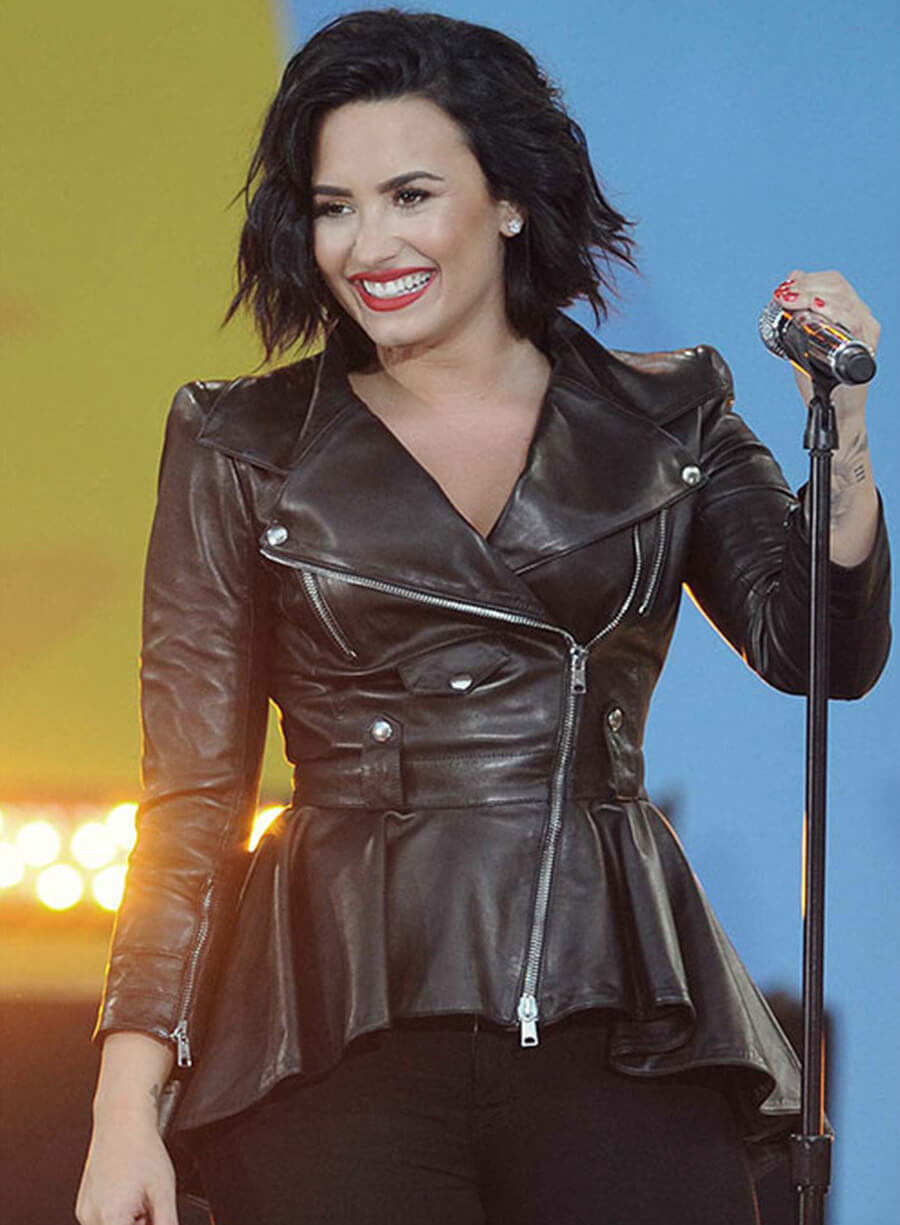 Harpoon Demi Lovato Inspired Black Leather Jacket