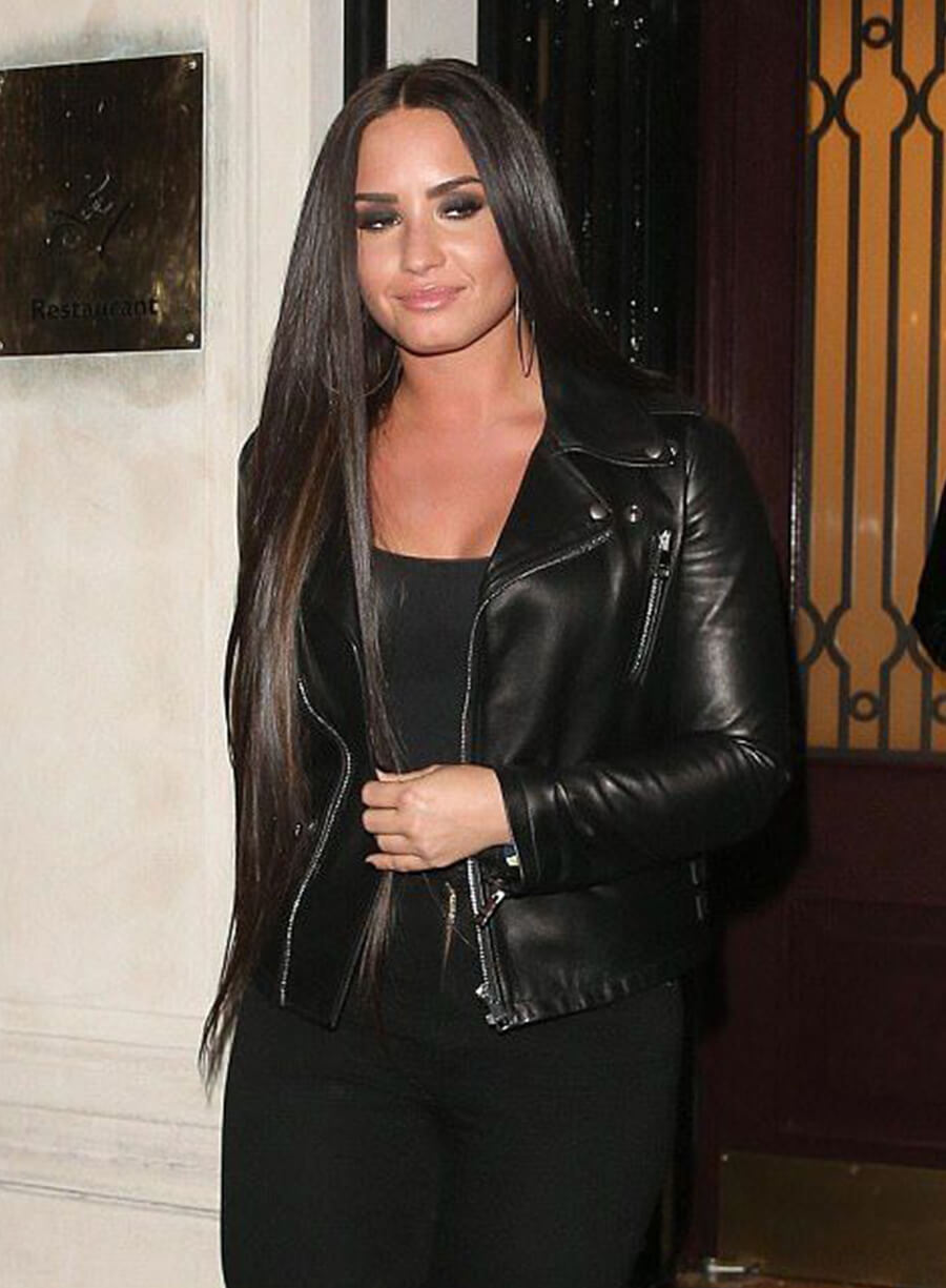 Harpoon Demi Lovato Inspired Black Real Leather Leather Jacket