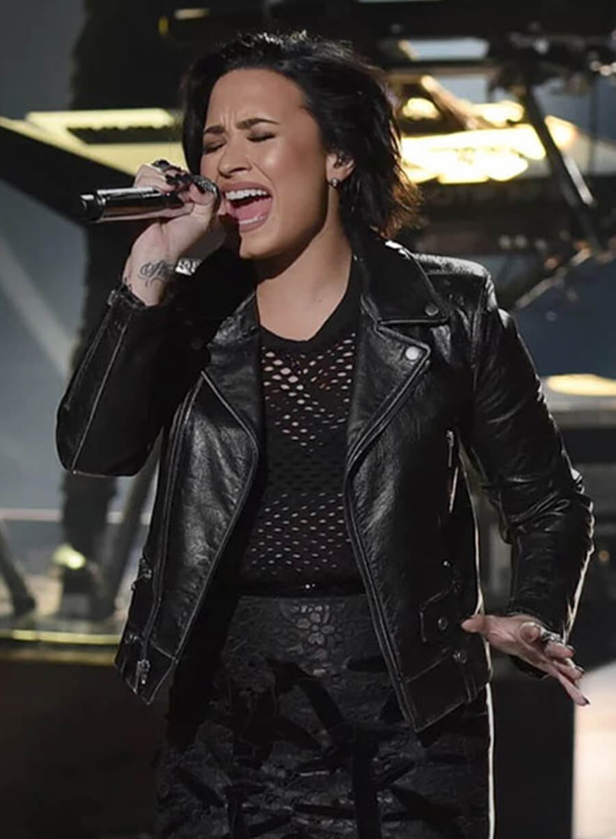 Harpoon Demi Lovato Inspired Black Real Leather Leather Jacket