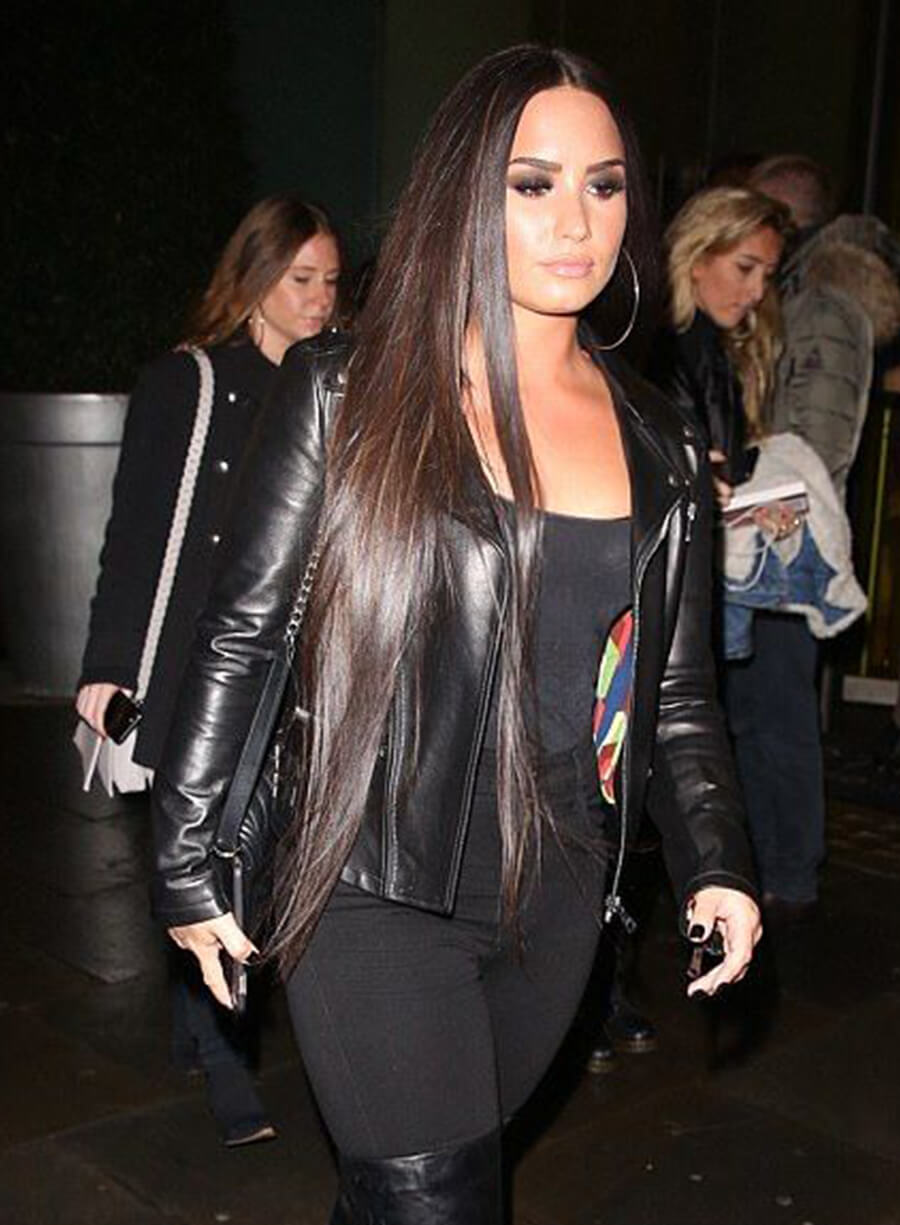 Harpoon Demi Lovato Inspired Black Real Leather Leather Jacket