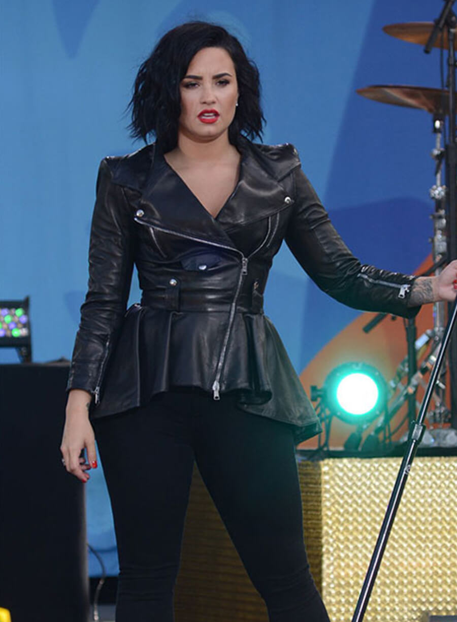 Harpoon Demi Lovato Inspired Black Leather Jacket