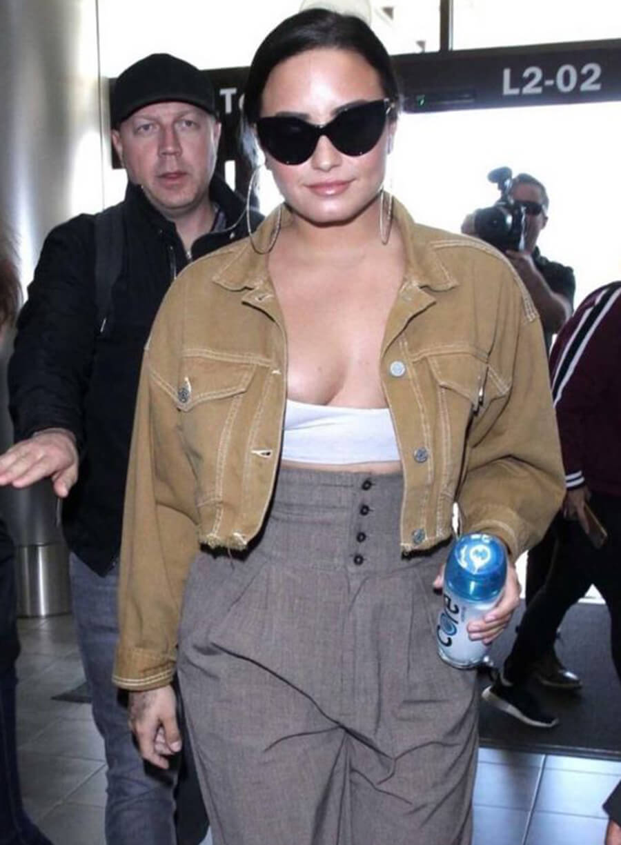 Harpoon Demi Lovato Inspired Brown Cotton Fabric Cotton Jacket