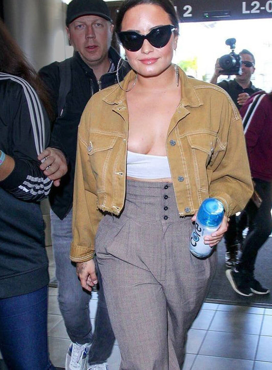 Harpoon Demi Lovato Inspired Brown Cotton Fabric Cotton Jacket