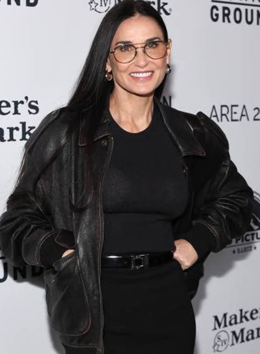 Harpoon Demi Moore Inspired Black Leather Jacket