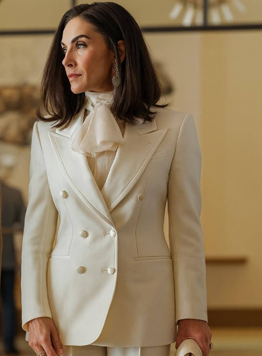 Harpoon Cami Miller Inspired White Leather Jacket - Landman Style