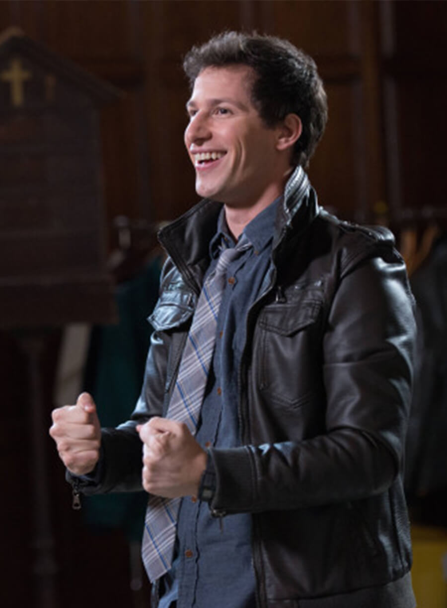 Harpoon Detective Jake Peralta Inspired Black Leather Jacket - Brooklyn Nine-Nine Style