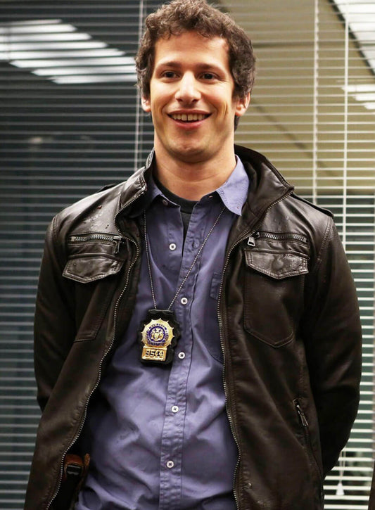 Harpoon Detective Jake Peralta Inspired Black Leather Jacket - Brooklyn Nine-Nine Style