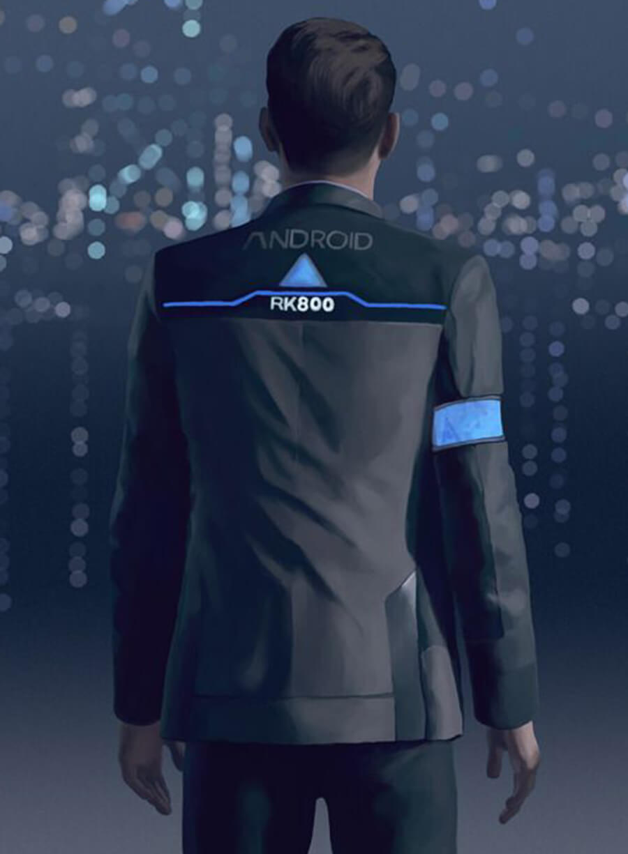 Harpoon Connor Inspired Gray & Black Leather Jacket - Detroit: Become Human Style