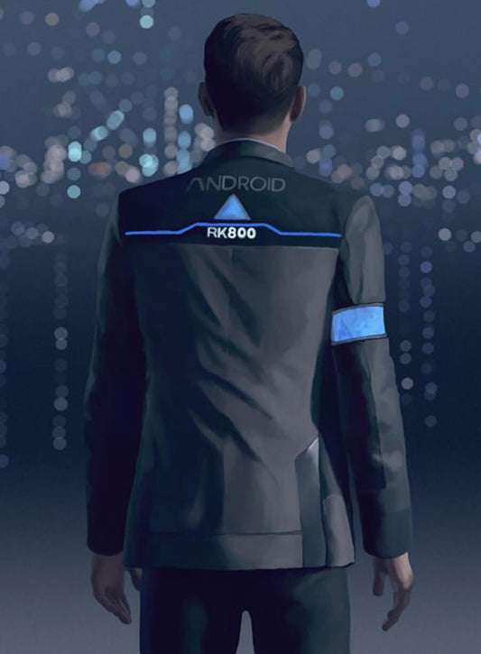Harpoon Connor Inspired Gray & Black Leather Jacket - Detroit: Become Human Style