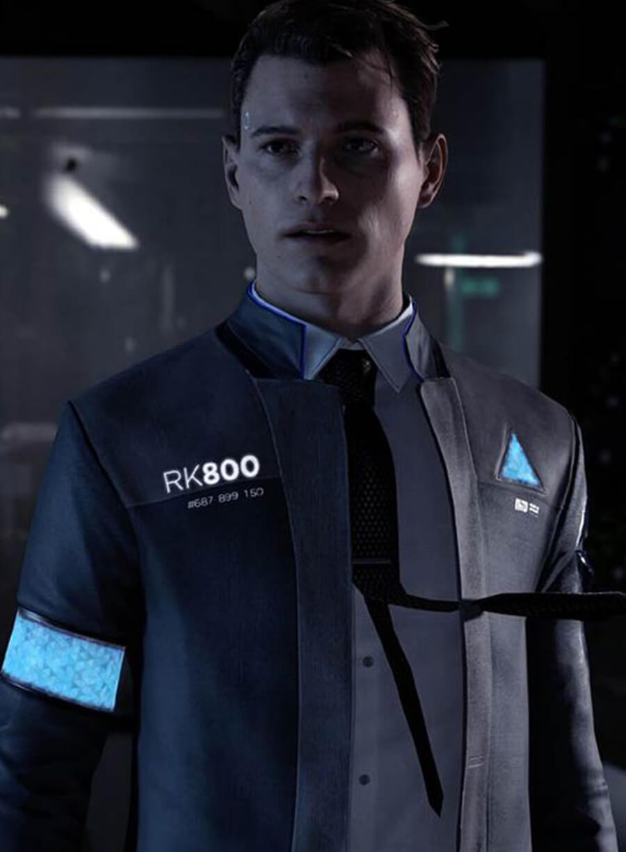 Harpoon Connor Inspired Gray & Black Leather Jacket - Detroit: Become Human Style