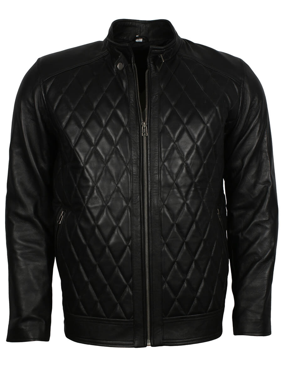 Harpoon Diamond Quilted Men Fashion Inspired Black Leather Jacket