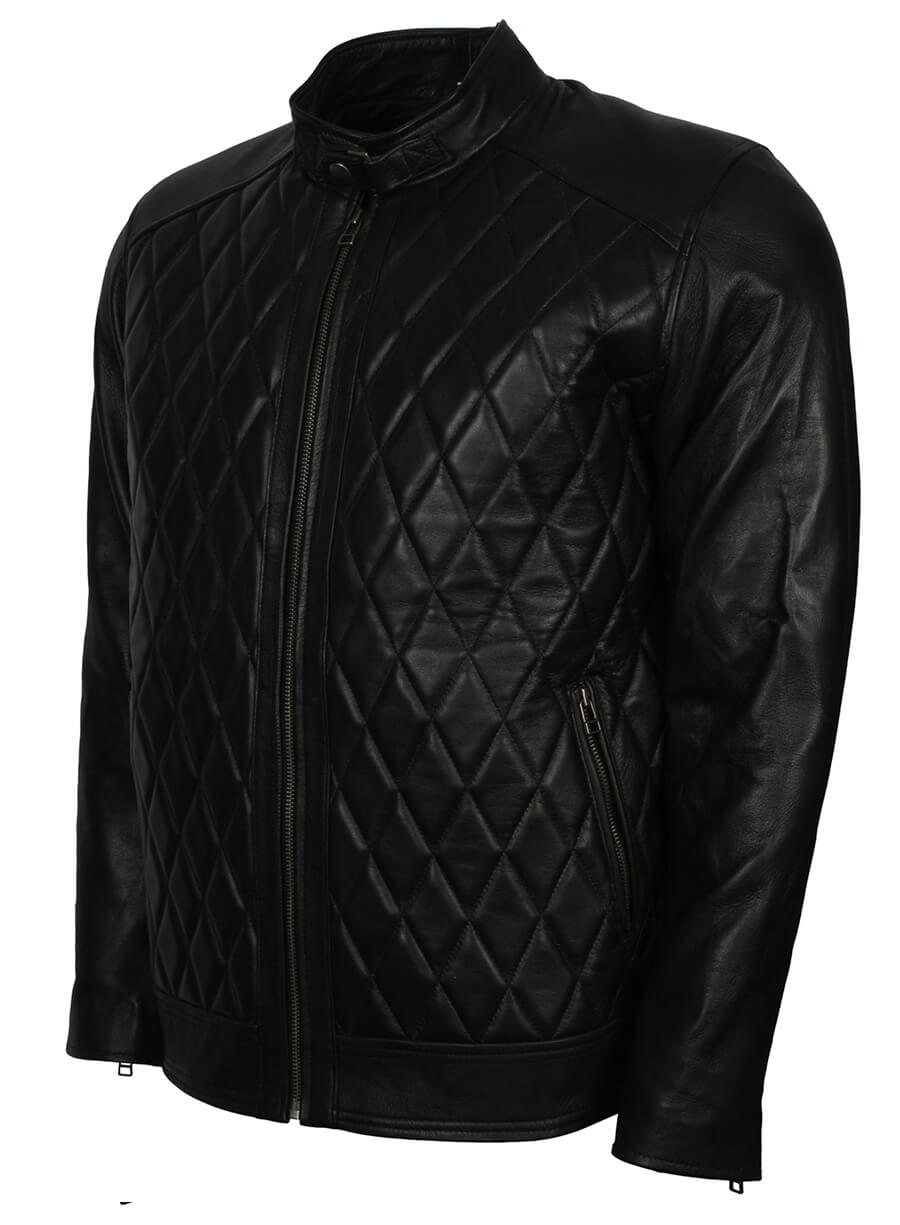 Harpoon Diamond Quilted Men Fashion Inspired Black Leather Jacket