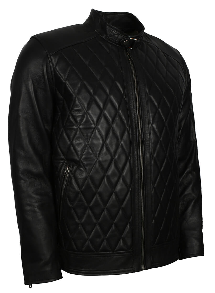 Harpoon Diamond Quilted Men Fashion Inspired Black Leather Jacket
