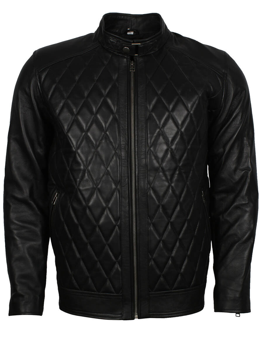 Harpoon Diamond Quilted Men Fashion Inspired Black Leather Jacket