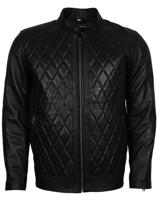 Harpoon Diamond Quilted Men Fashion Inspired Black Leather Jacket