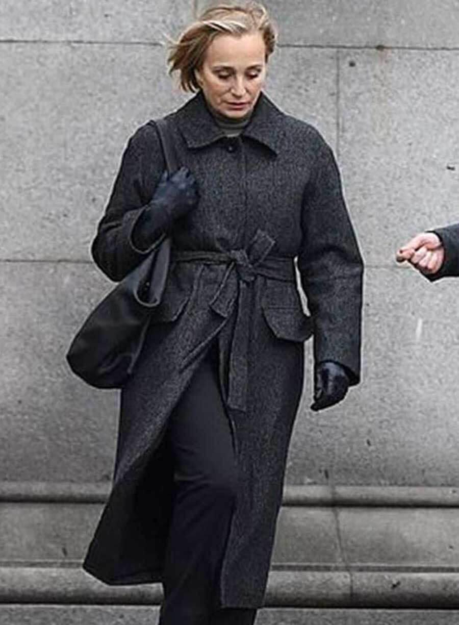Harpoon Diana Taverner Inspired Grey Wool Fabric Coat - Slow Horses S04 Style