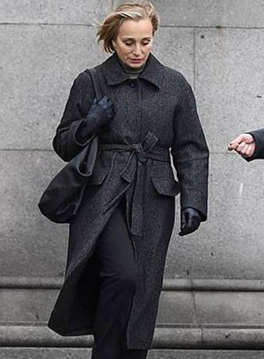 Harpoon Diana Taverner Inspired Grey Wool Fabric Coat - Slow Horses S04 Style