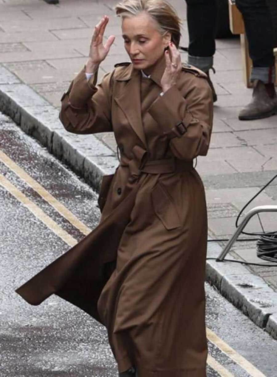 Harpoon Diana Taverner Inspired Brown Cotton Fabric Coat - Slow Horses S04 Style