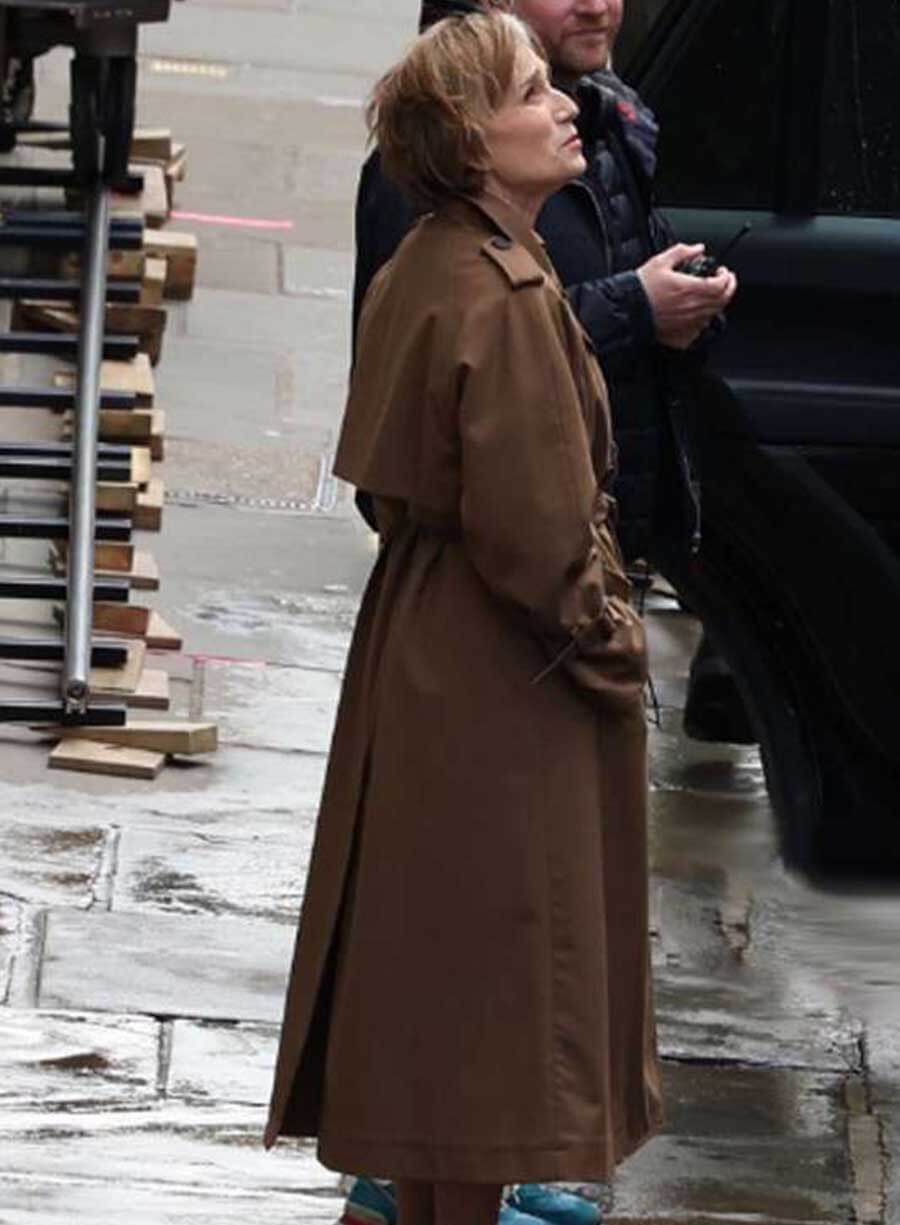 Harpoon Diana Taverner Inspired Brown Cotton Fabric Coat - Slow Horses S04 Style