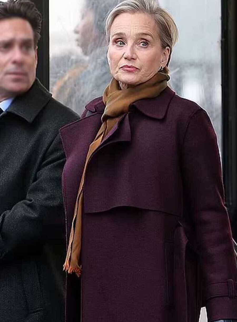 Harpoon Diana Taverner Inspired Maroon Wool Fabric Coat - Slow Horses S03 Style