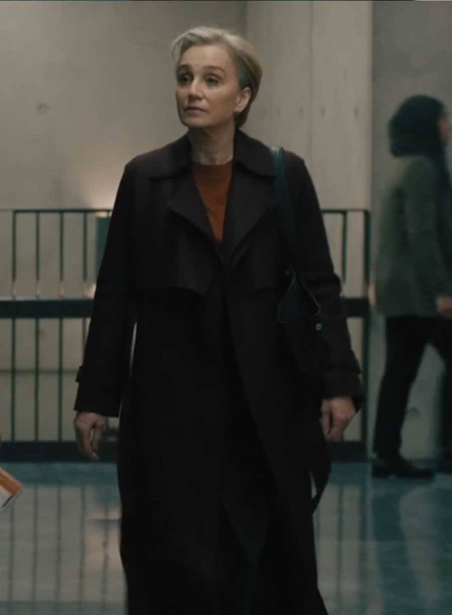 Harpoon Diana Taverner Inspired Black Wool Fabric Coat - Slow Horses S04 Style
