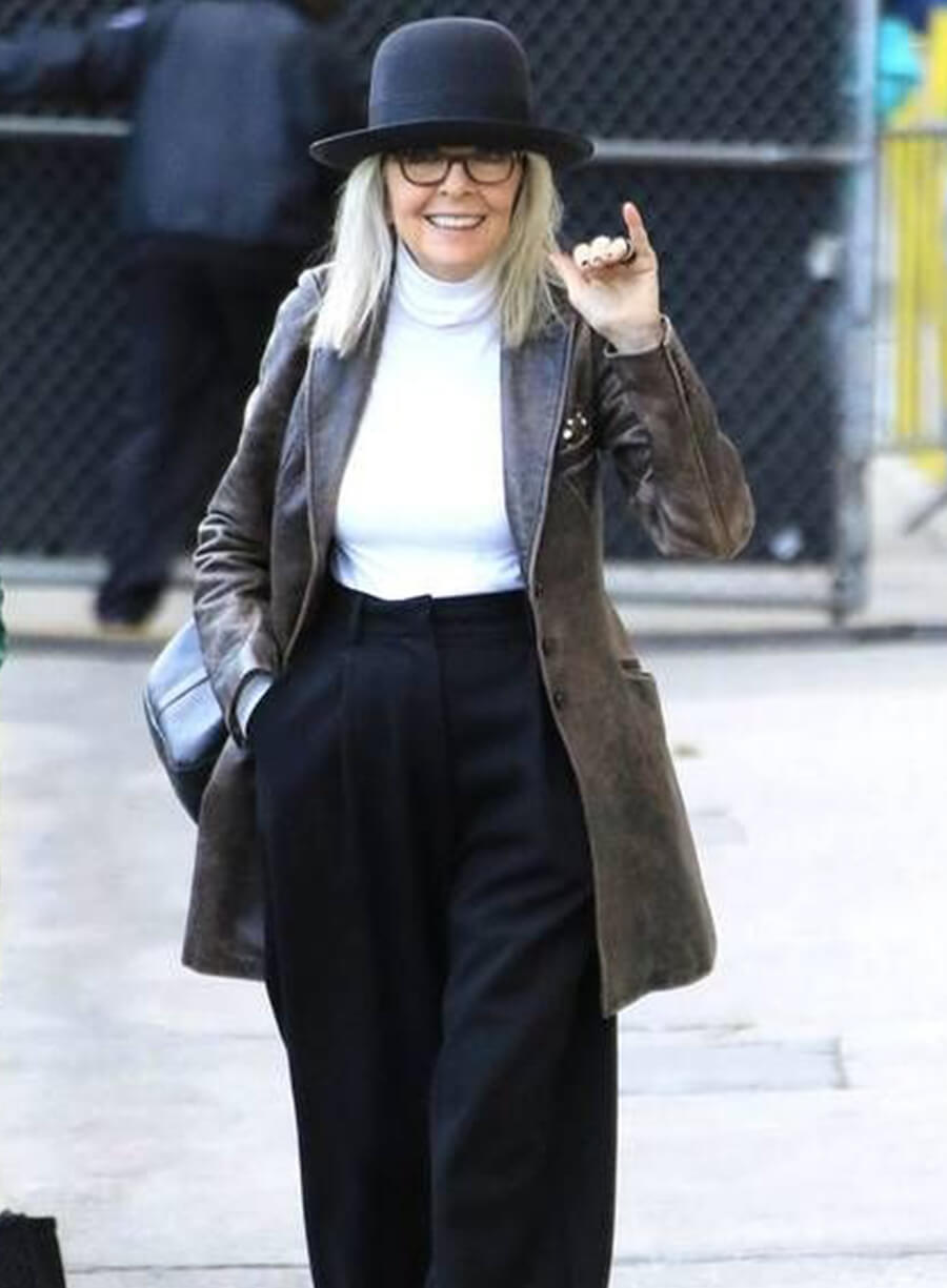Harpoon Diane Keaton Inspired Brown Leather Jacket