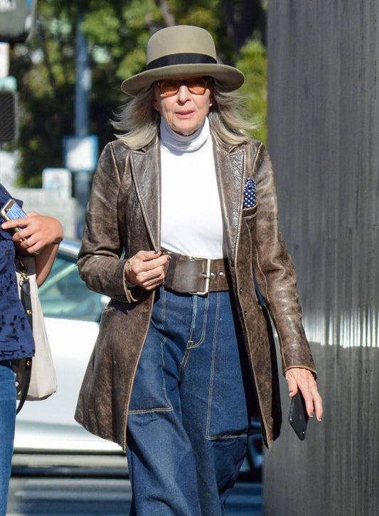 Harpoon Diane Keaton Inspired Brown Leather Jacket