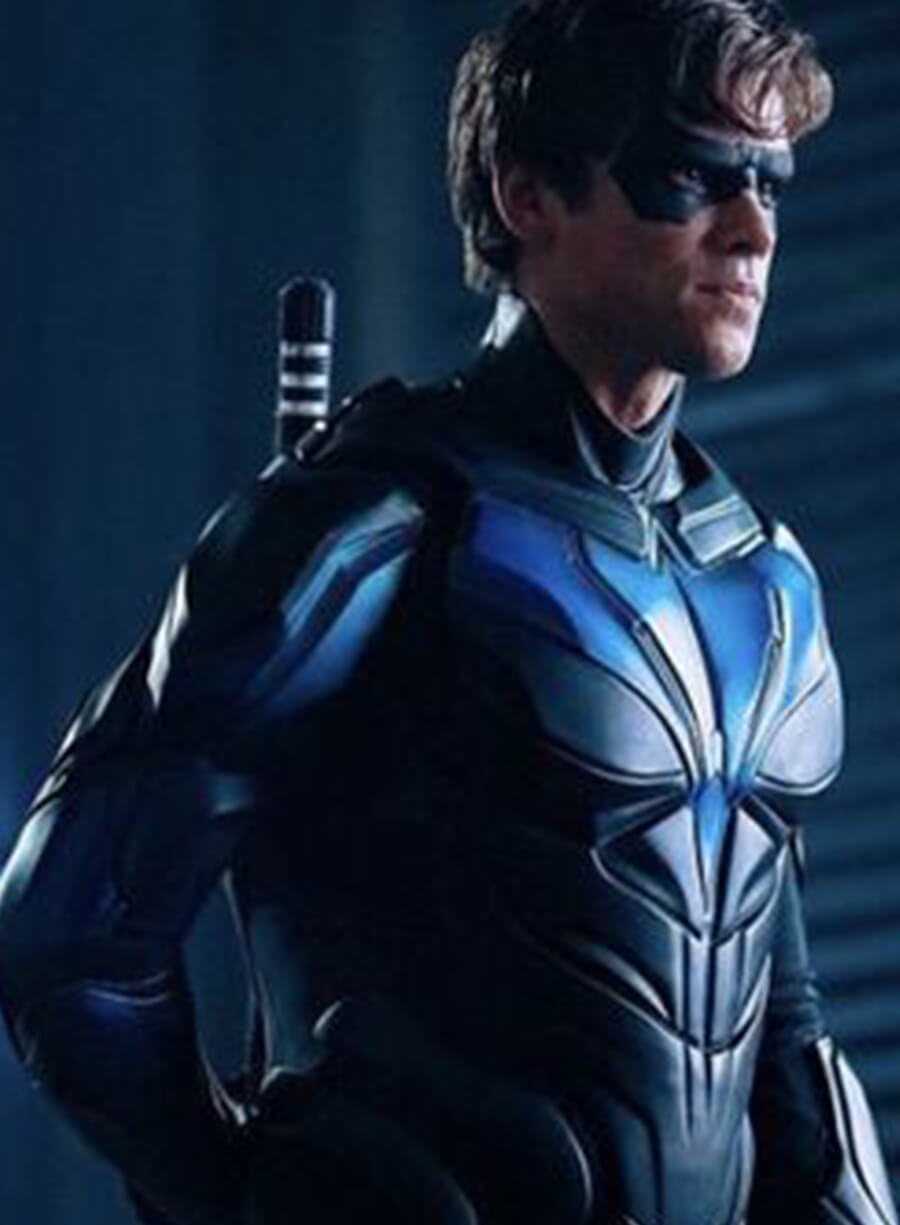 Harpoon Dick Grayson Inspired Black Leather Jacket - Nightwing: The Series Style