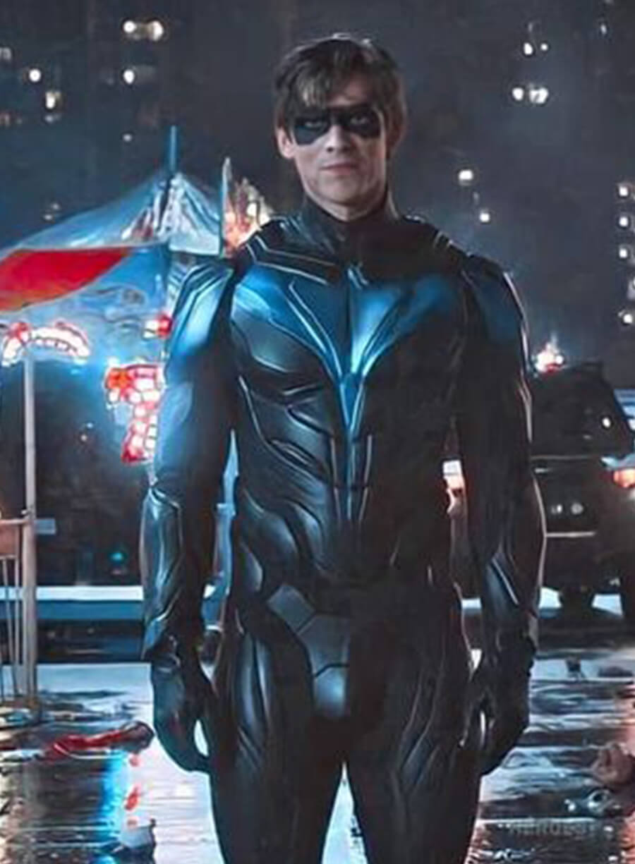 Harpoon Dick Grayson Inspired Black Leather Jacket - Nightwing: The Series Style