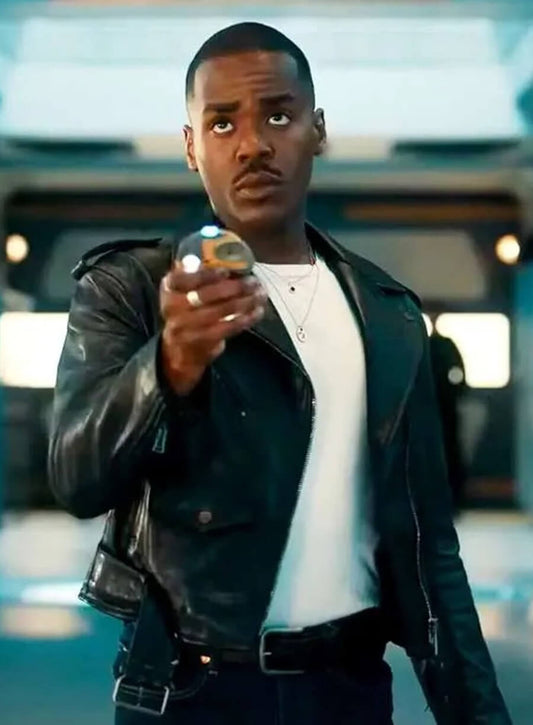 Harpoon 15th Doctor Inspired Black Leather Jacket - Doctor Who TV Series Style