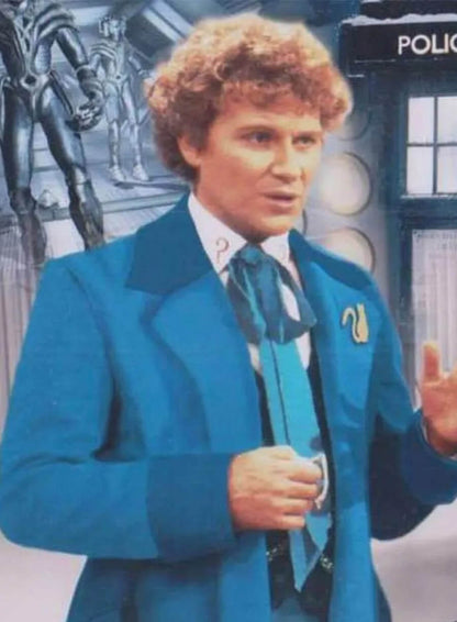 Doctor Who Sixth Doctor Colin Baker Blue Wool Coat