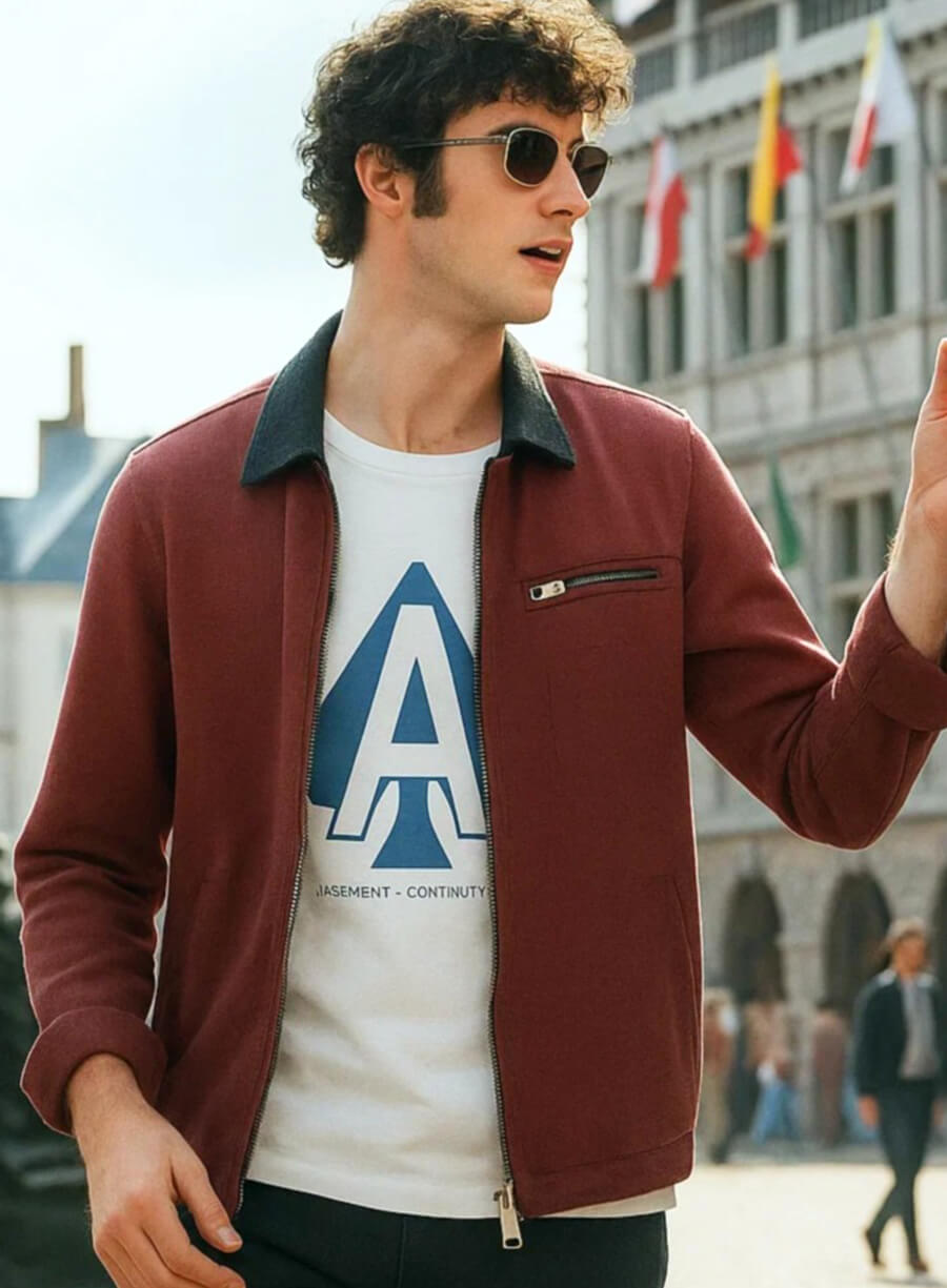 Harpoon Bosco Inspired Red Fabric Leather Jacket - Now You See Me Now You Don't Style