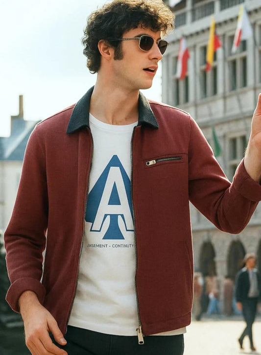 Harpoon Bosco Inspired Red Fabric Leather Jacket - Now You See Me Now You Don't Style