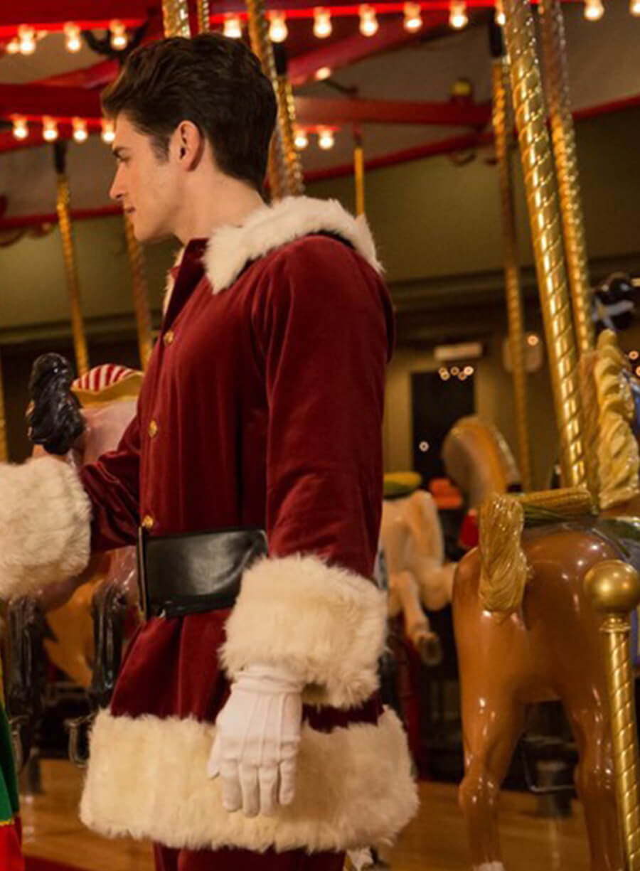 Harpoon Dominic Wintergarden Inspired Red Wool Fabric Coat - A Cinderella Story: Christmas Wish Style