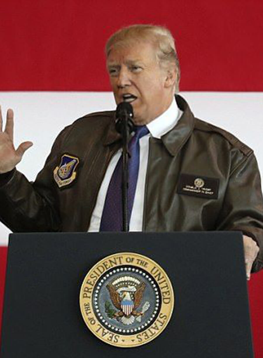 Harpoon Donald Trump Inspired Brown Real Leather Bomber Jacket