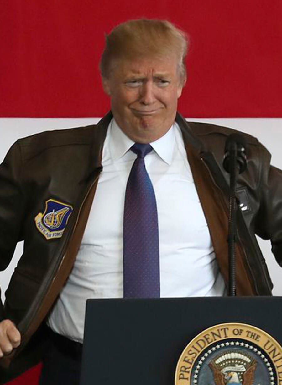 Harpoon Donald Trump Inspired Brown Real Leather Bomber Jacket