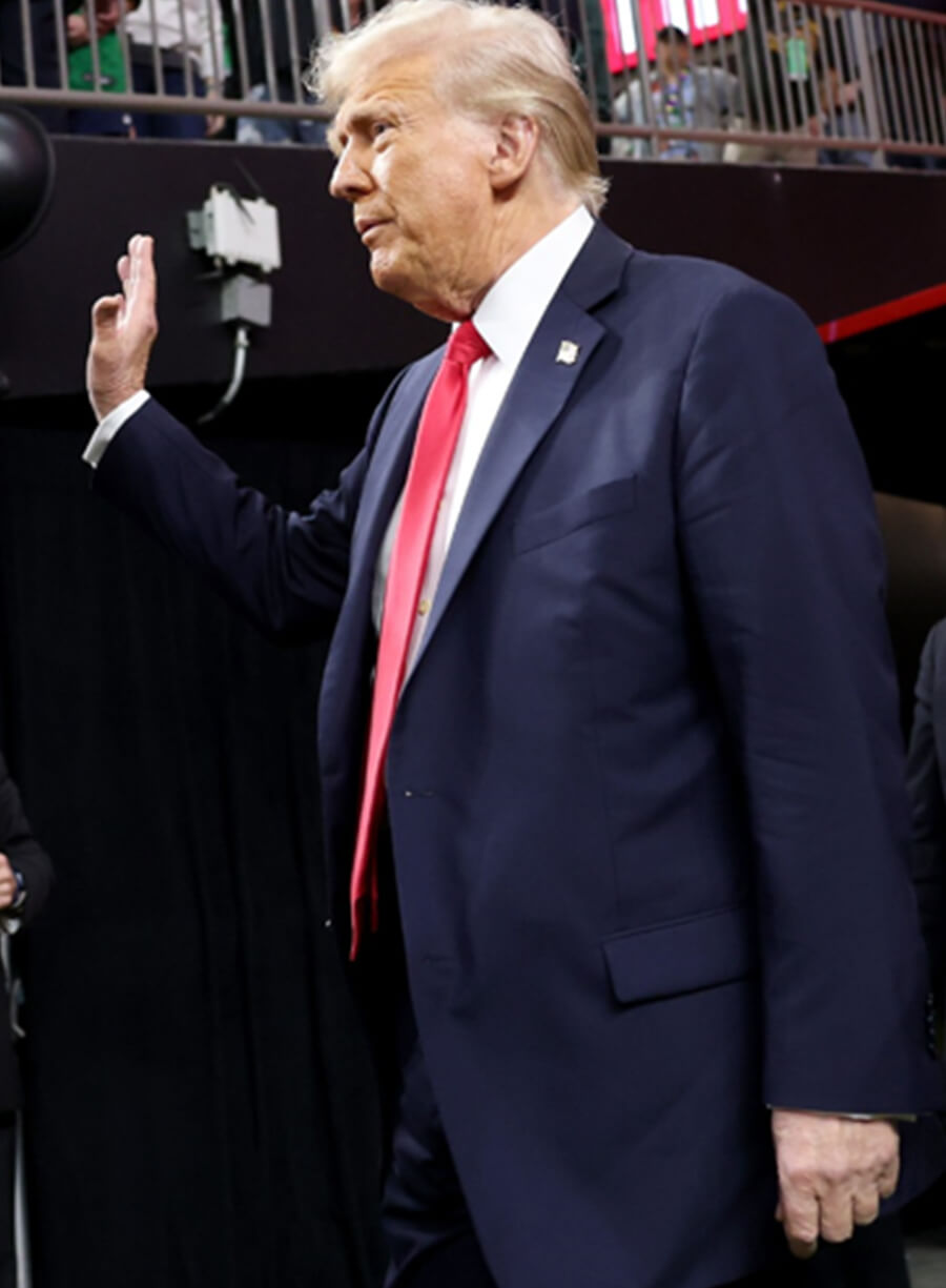 Harpoon Donald Trump Inspired Blue Leather Jacket - Super Bowl 2025 Style