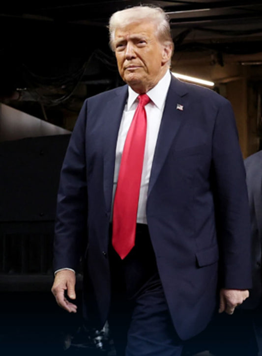 Harpoon Donald Trump Inspired Blue Leather Jacket - Super Bowl 2025 Style