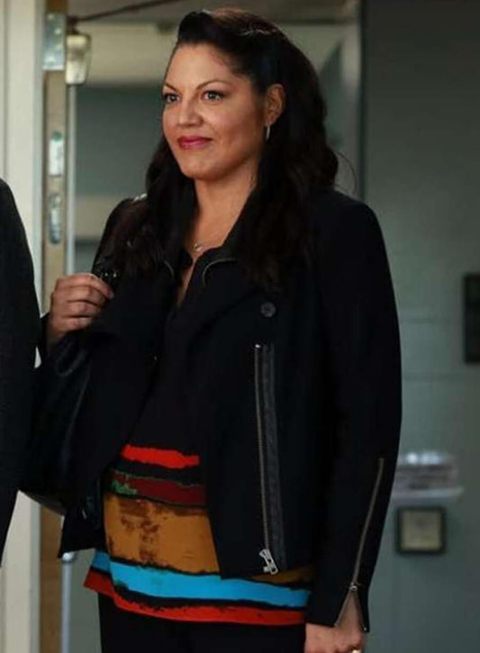 Harpoon Dr. Callie Torres Inspired Black Leather Jacket - Grey's Anatomy Style