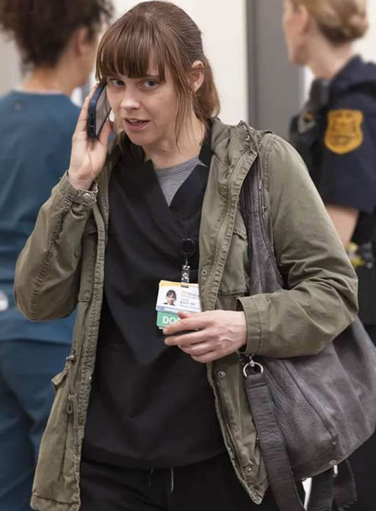 Harpoon Dr. Cassie McKay Inspired Green Hooded Jacket - The Pitt Style