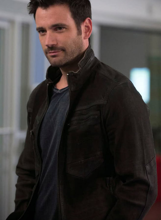 Harpoon Dr. Connor Rhodes Inspired Brown Suede Leather Leather Jacket - Chicago Med Style
