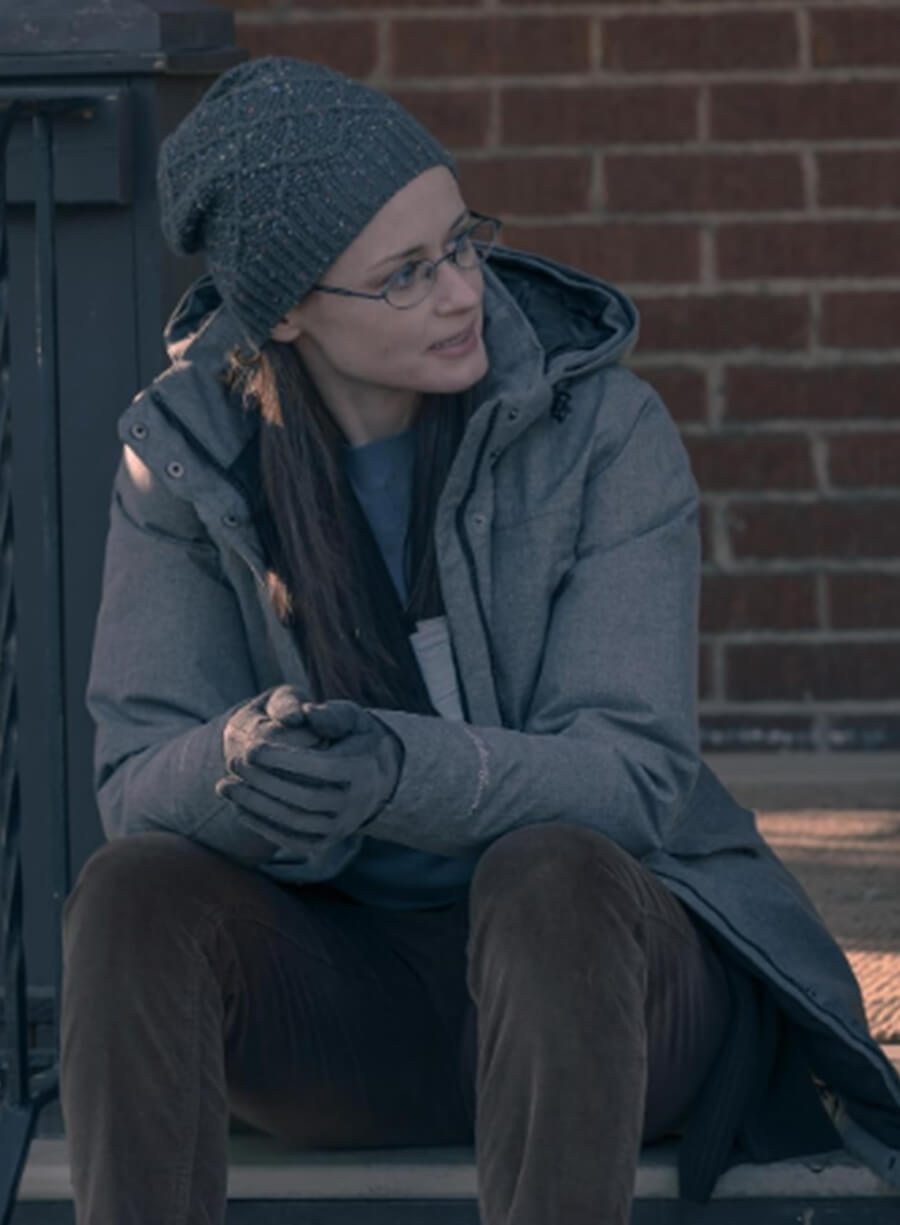 Harpoon Dr. Emily Malek Inspired Grey Cotton Fabric Hooded Jacket - The Handmaid's Tale Style