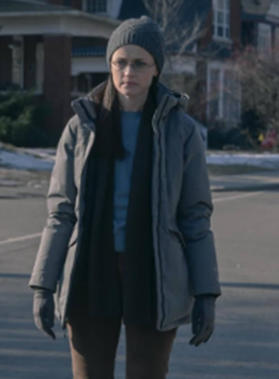 Harpoon Dr. Emily Malek Inspired Grey Cotton Fabric Hooded Jacket - The Handmaid's Tale Style
